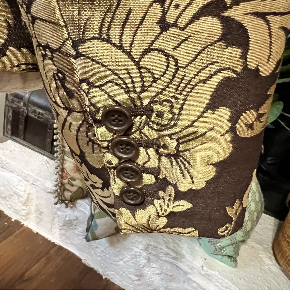 New York & Company Metallic Gold Floral Blazer Jacket Size 8 - Picture 7 of 13